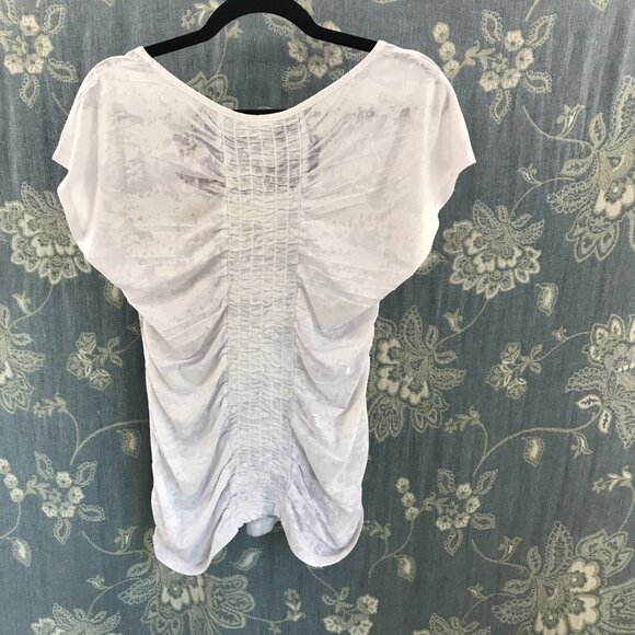 Robin K. smocked back floral & striped t-shirt size M - Picture 3 of 4